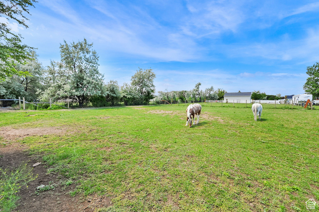 View of yard with a view of countryside