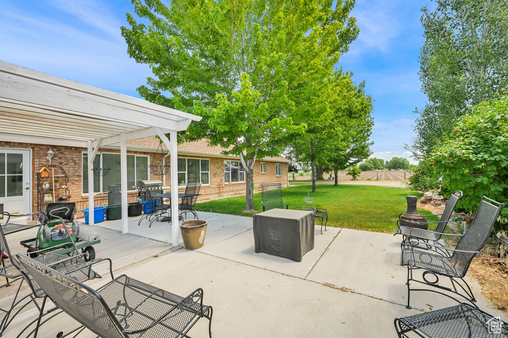 View of patio featuring outdoor dining space