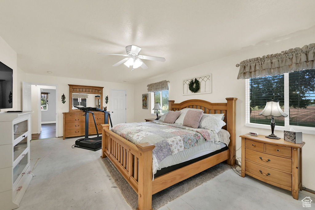 Bedroom featuring a ceiling fan