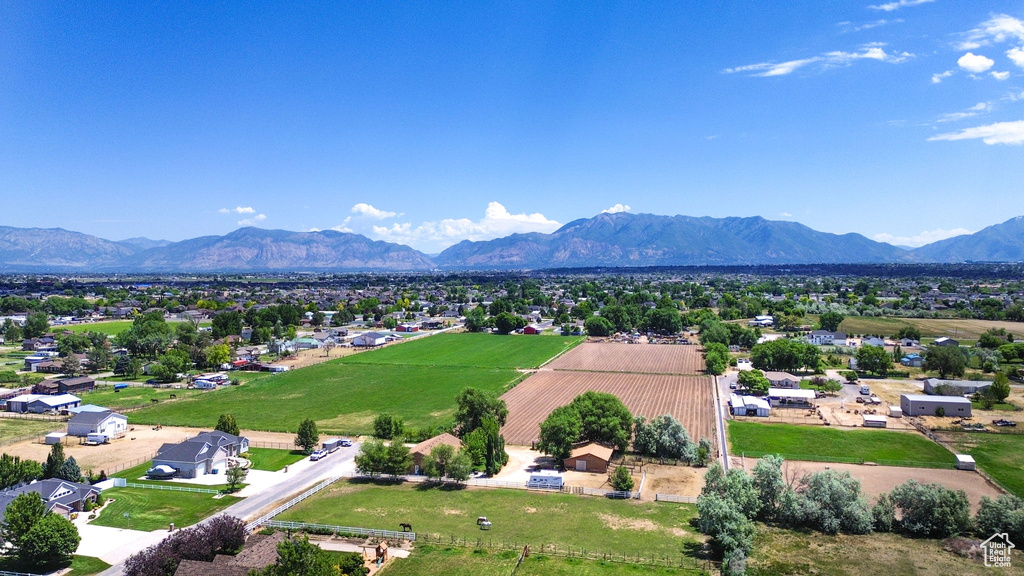 Bird\'s eye view of a mountain backdrop
