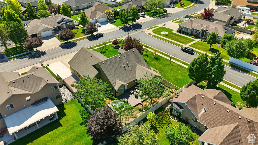 Aerial perspective of suburban area