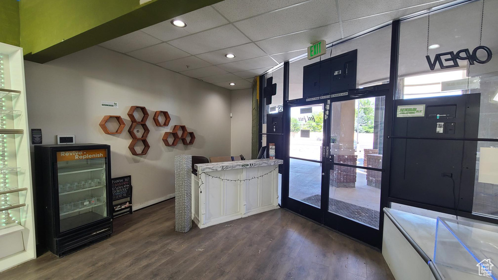 Welcome area with recessed lighting and a drop ceiling