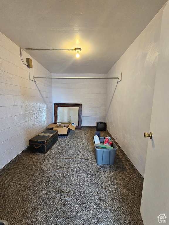 Unfurnished living room with carpet flooring
