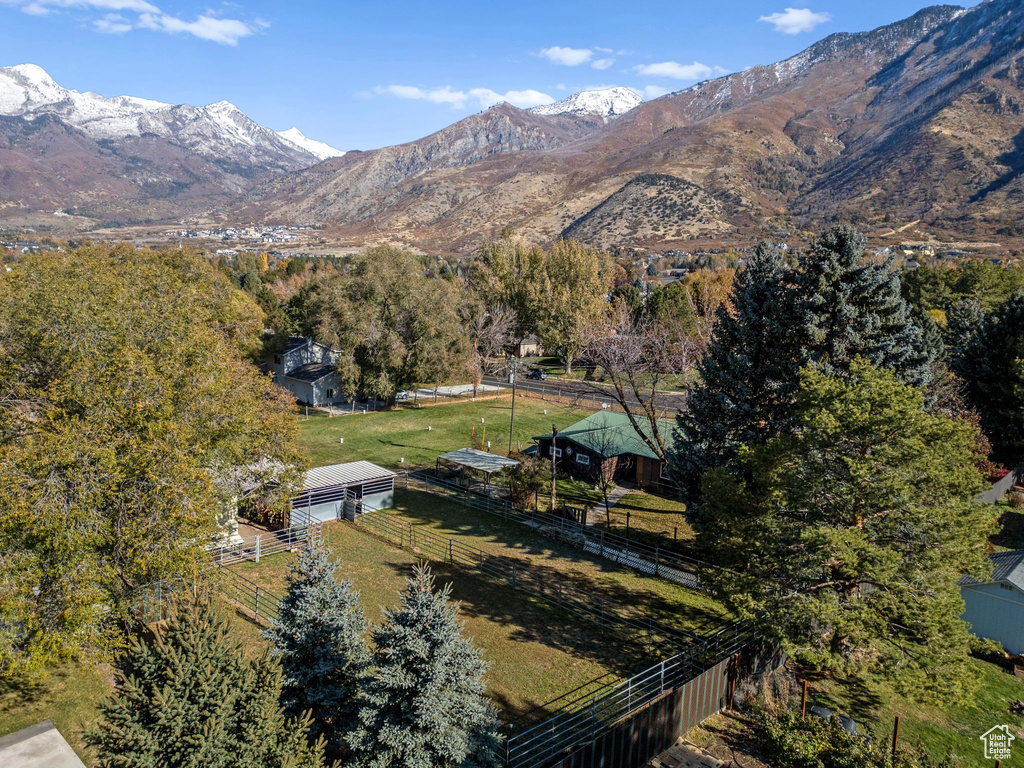 Mountain view with rural landscape