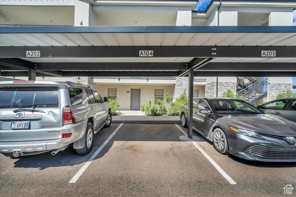 View of covered parking lot