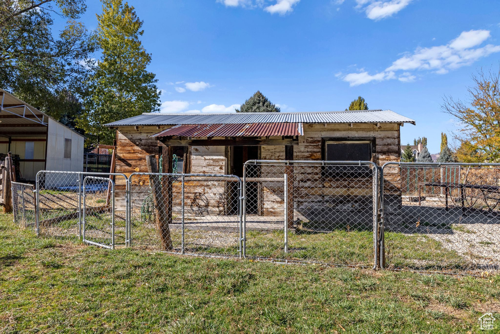 View of horse barn