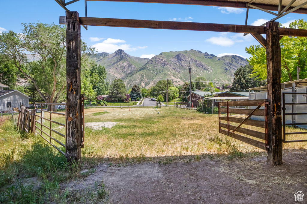 Mountain view with rural landscape