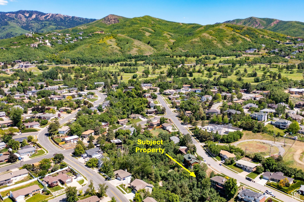 Aerial view of a mountainous background