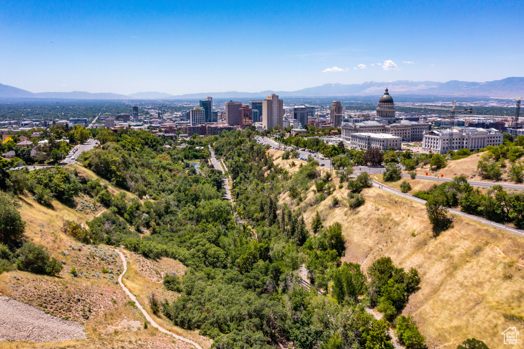 View of urban area with a mountainous background