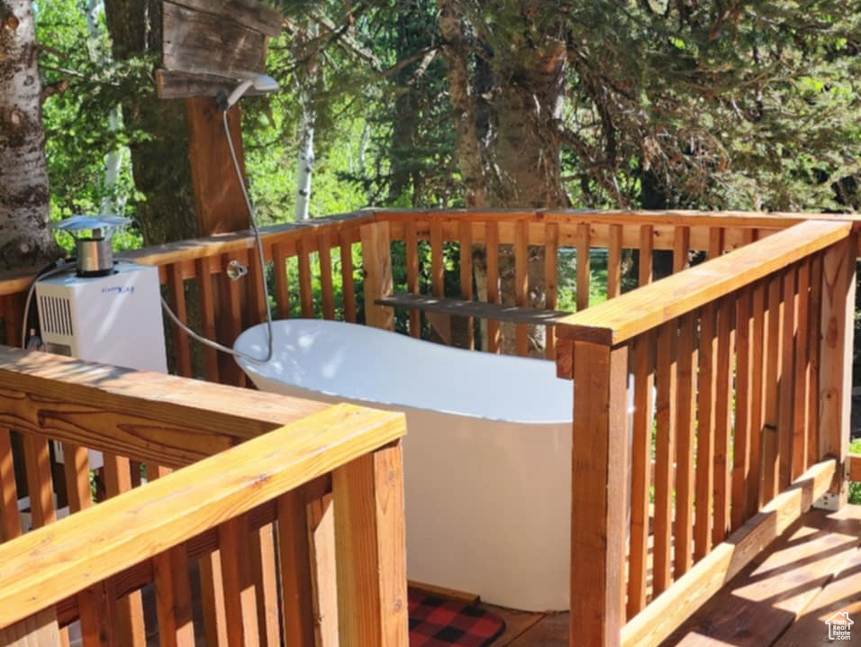 View of wooden deck