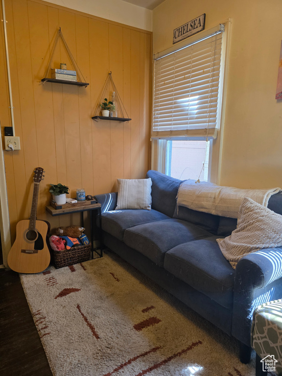 Living area featuring wood finished floors