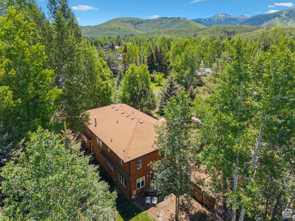 View from above of property featuring mountains