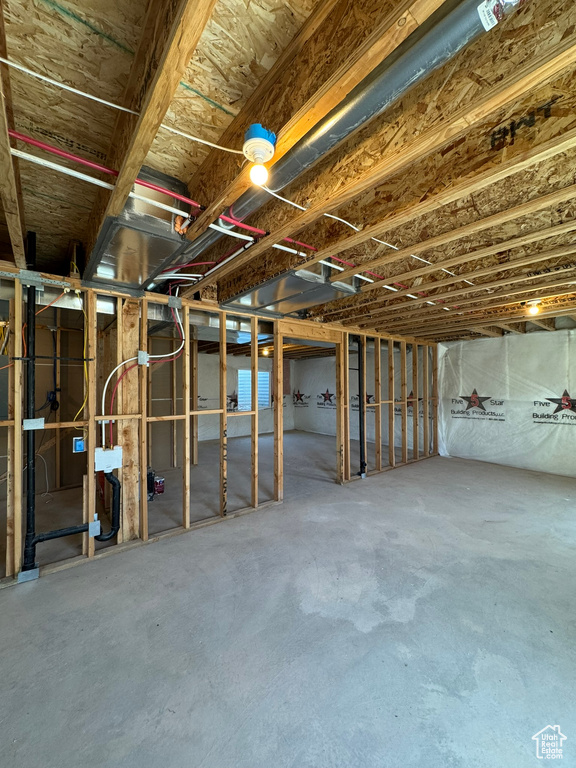 View of unfinished basement