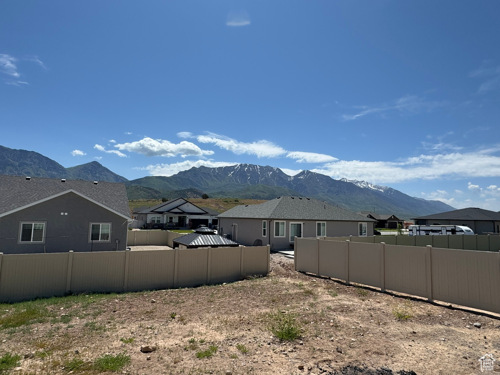 View of mountain background with nearby suburban area
