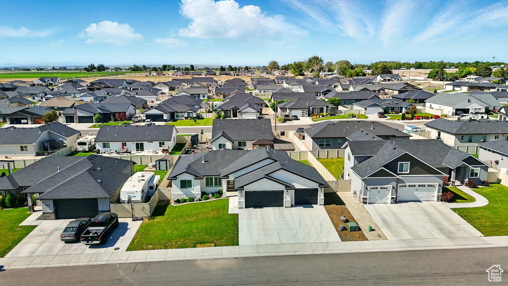 Aerial perspective of suburban area