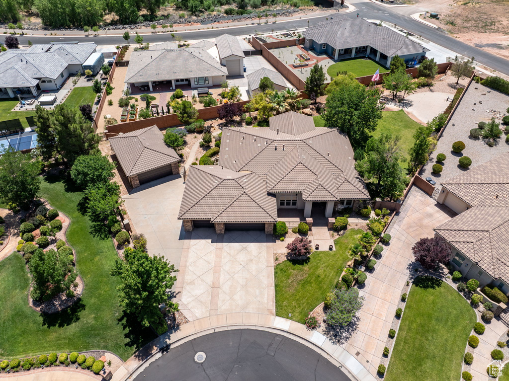 Aerial perspective of suburban area
