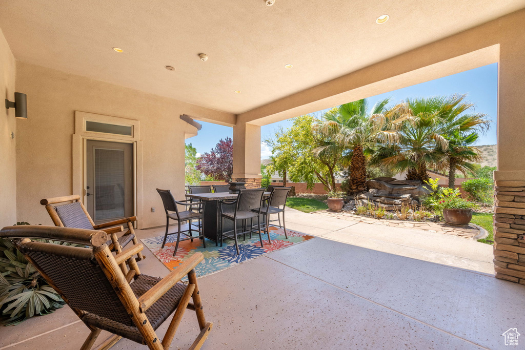 View of patio featuring outdoor dining space
