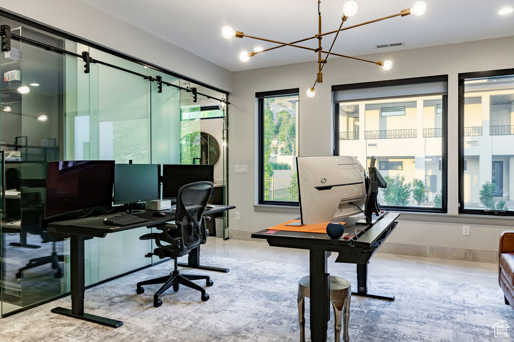 Office area with healthy amount of natural light