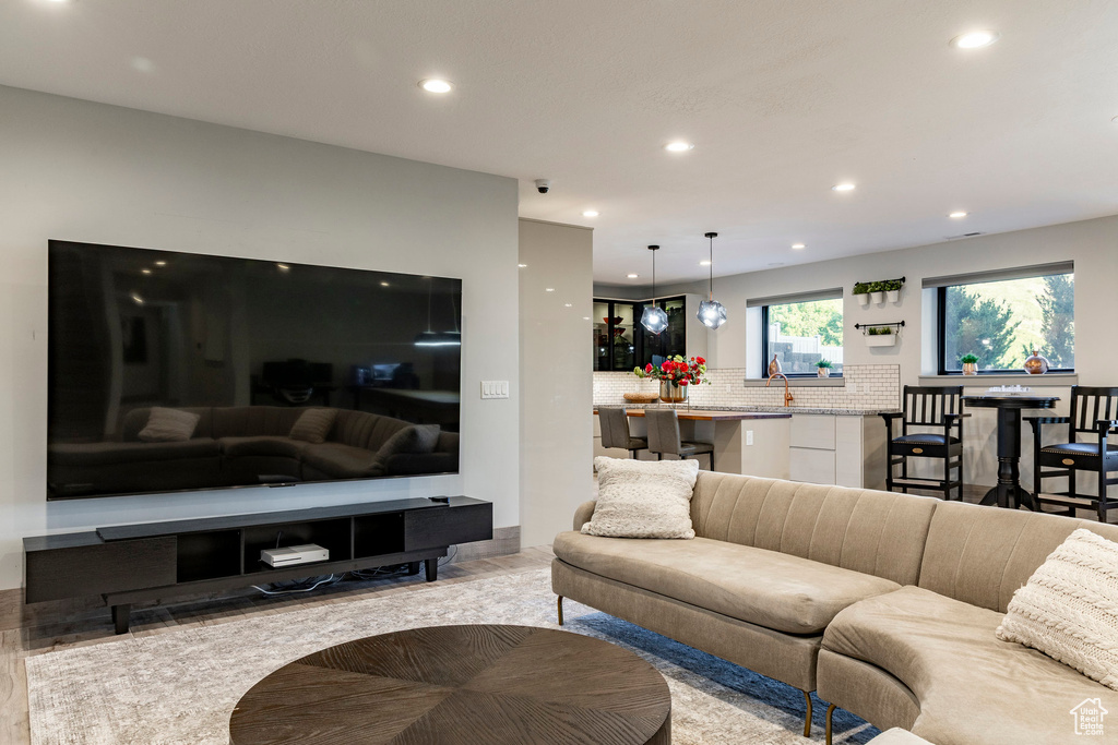 Living room featuring recessed lighting