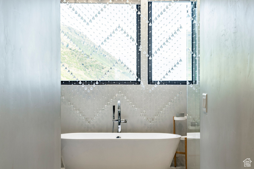 Bathroom featuring a freestanding tub