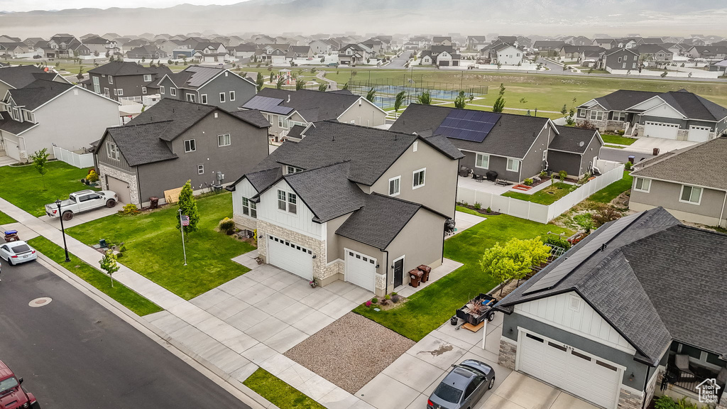 Aerial view of residential area