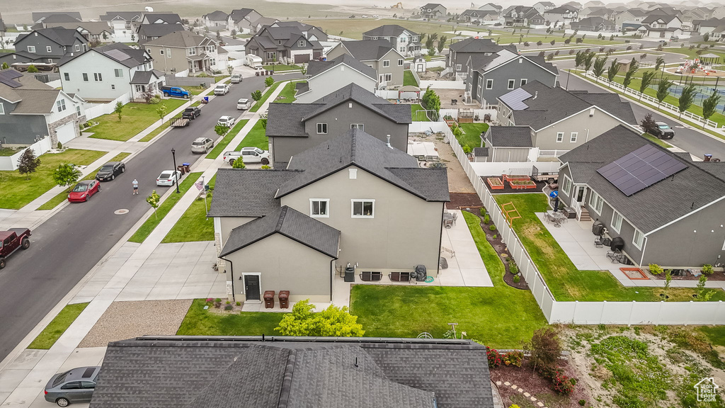 Aerial perspective of suburban area