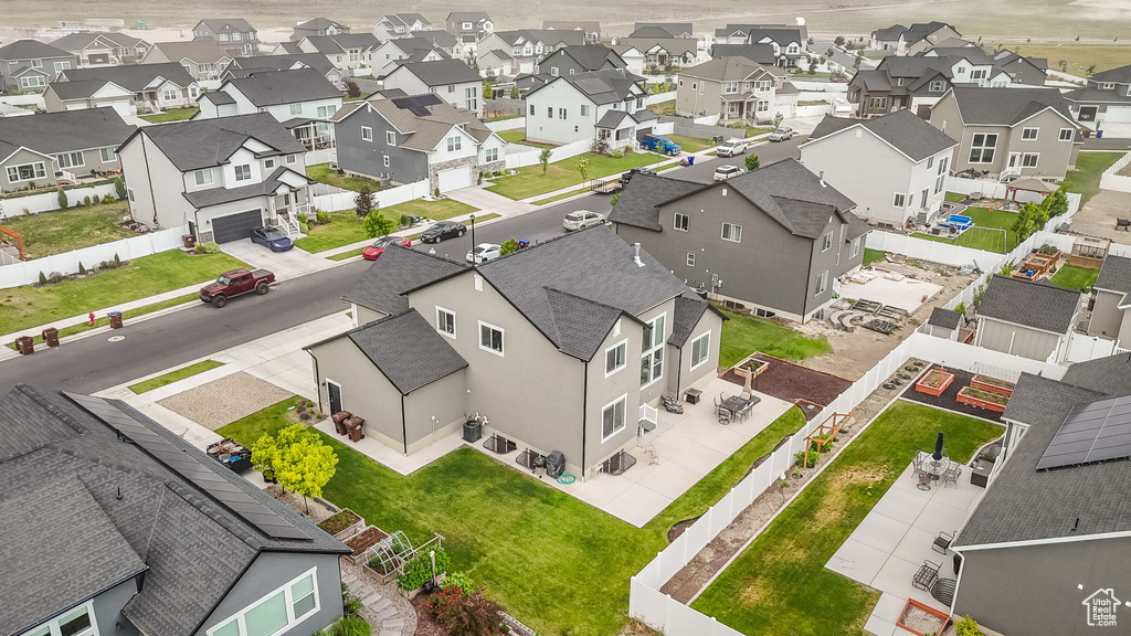 Aerial perspective of suburban area