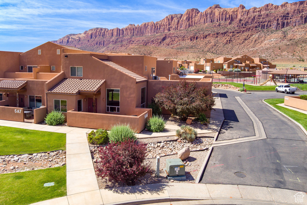 Mountain view with nearby suburban area
