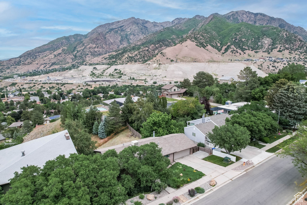 View of mountain backdrop with nearby suburban area