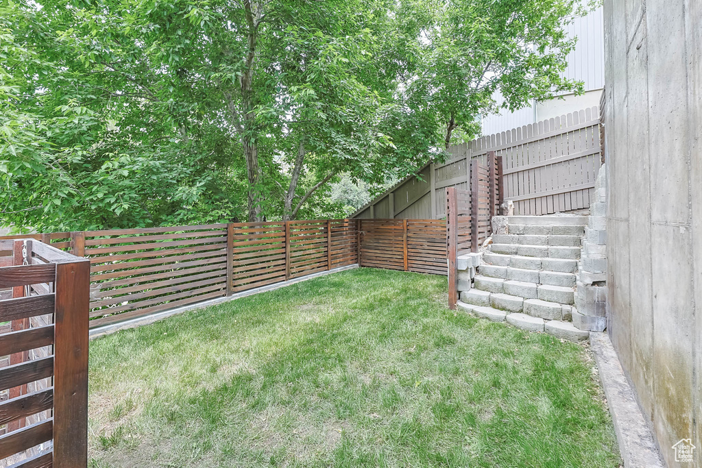 View of fenced backyard