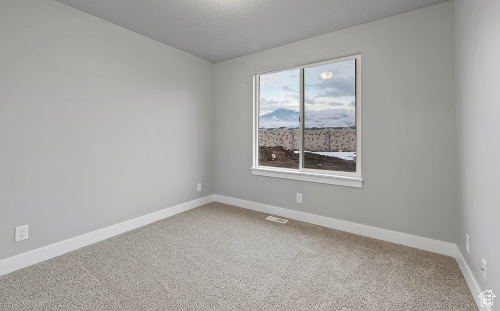 Carpeted spare room with baseboards