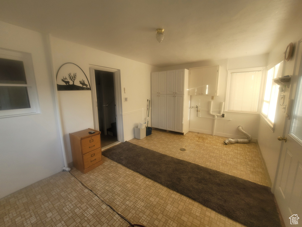 Interior space with light floors