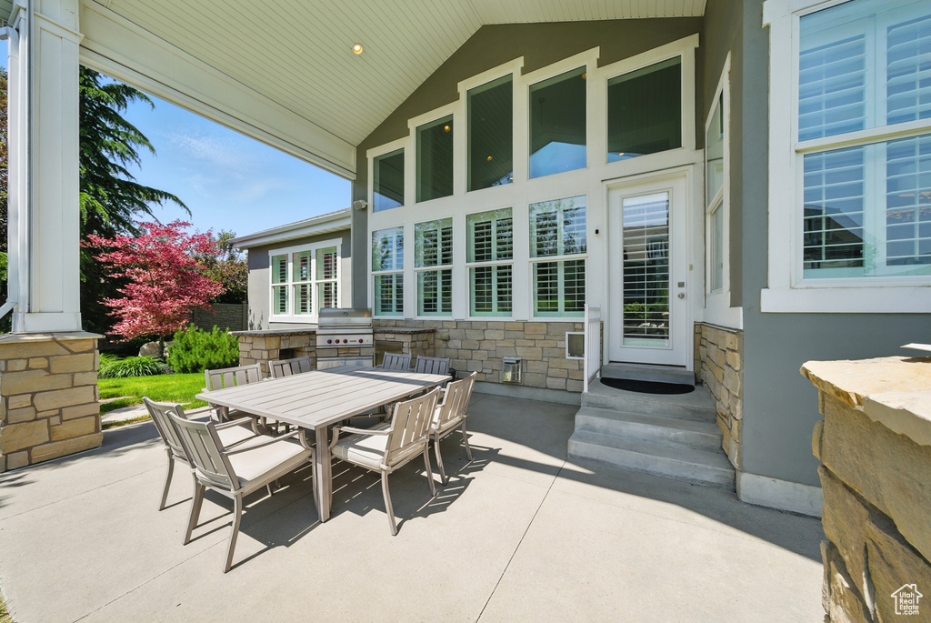 View of patio / terrace with outdoor dining space and area for grilling