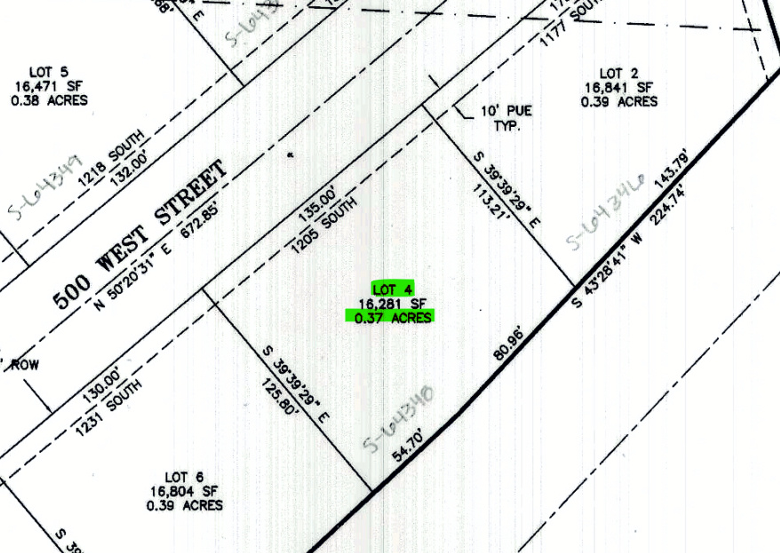 Map showing property parcels
