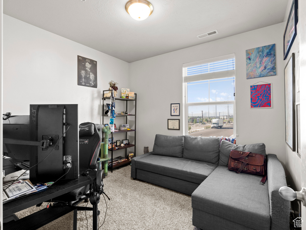 Office space with carpet floors
