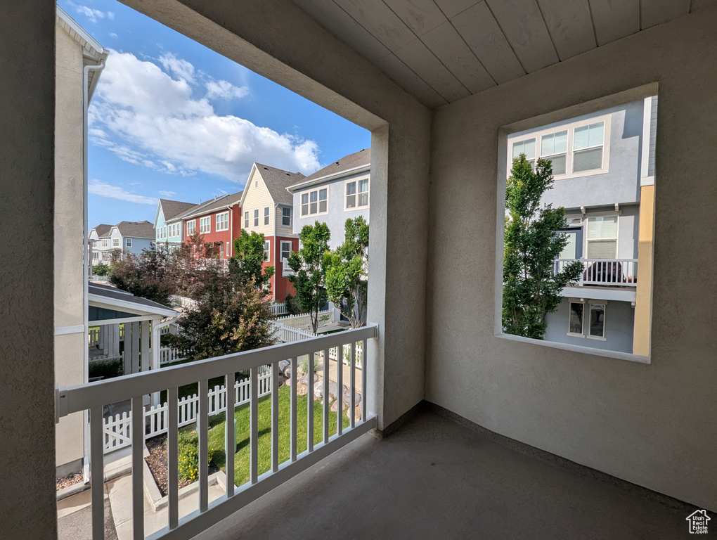 Balcony featuring a residential view