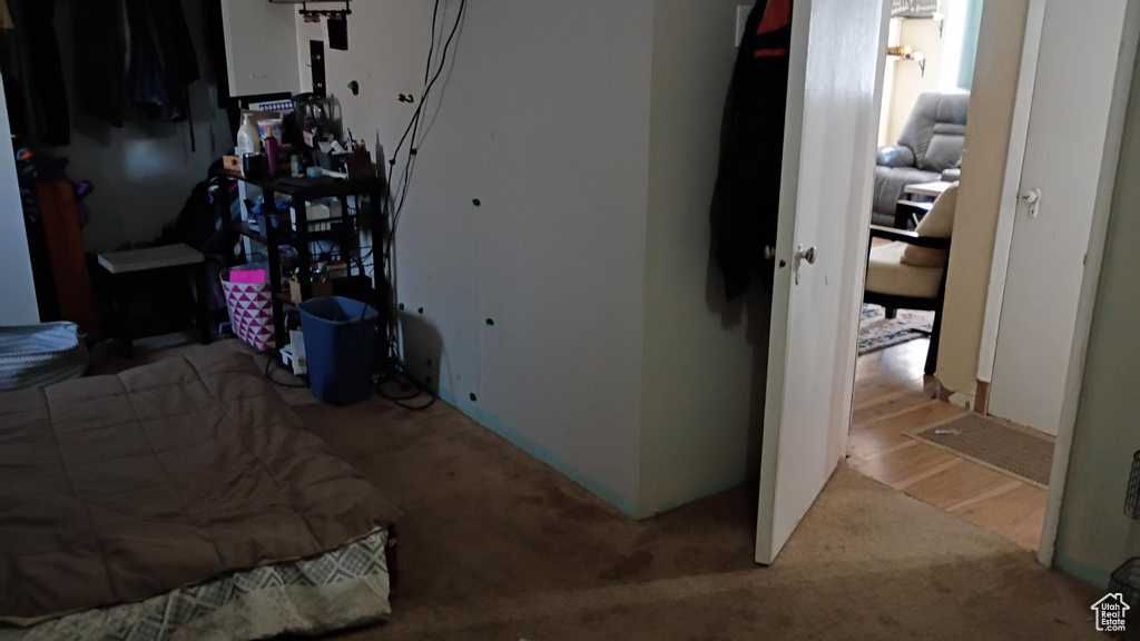 Bedroom featuring carpet