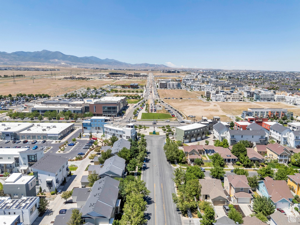 Drone / aerial view of a mountain backdrop