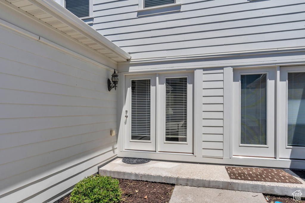 View of exterior entry with french doors