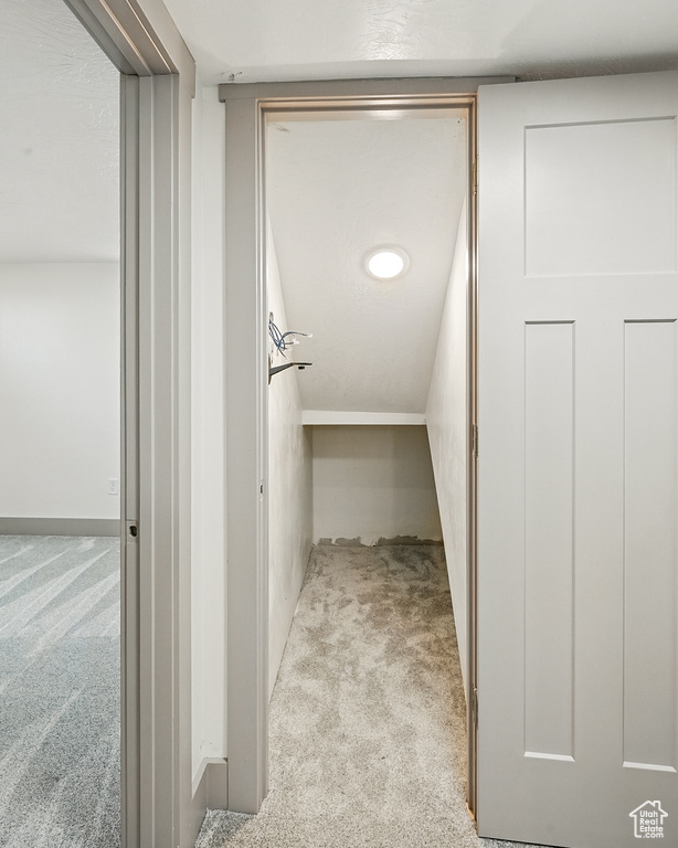 Hall featuring carpet