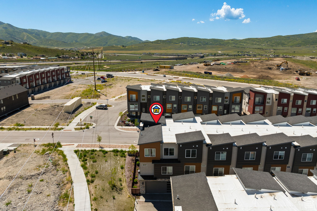 Drone / aerial view of a mountain backdrop