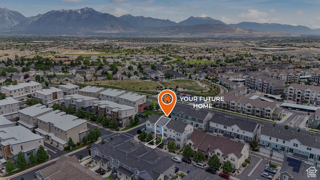 Drone / aerial view of a mountain backdrop