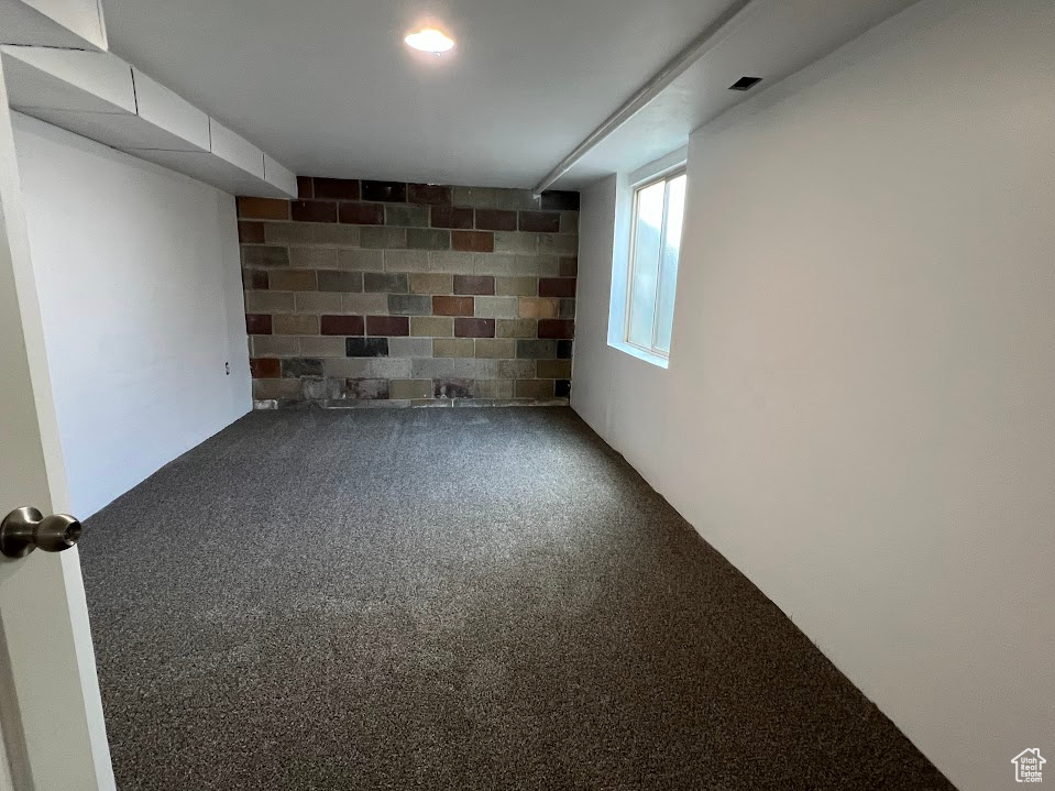Below grade area with carpet flooring