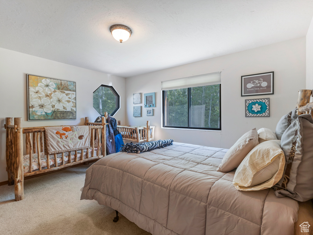 Bedroom with carpet
