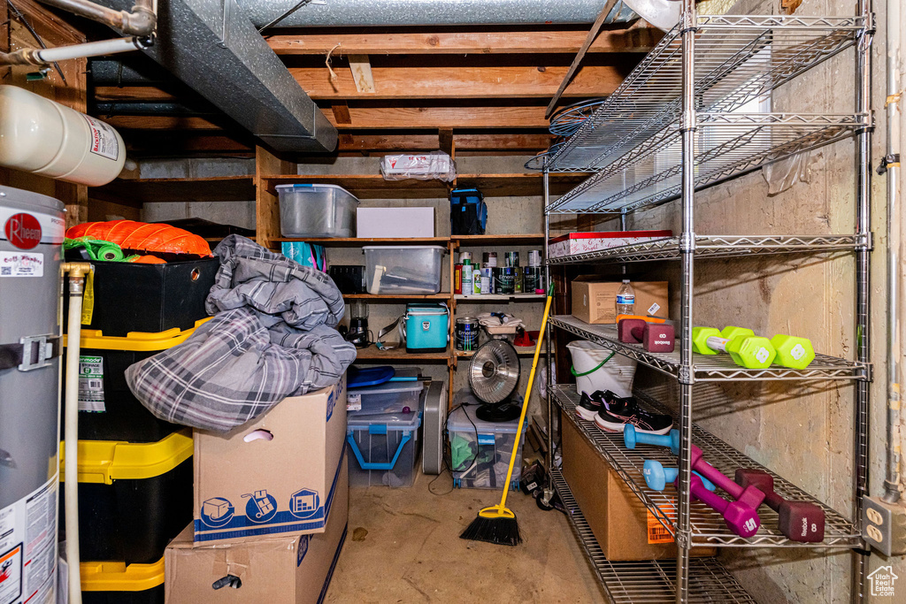 Storage area with gas water heater