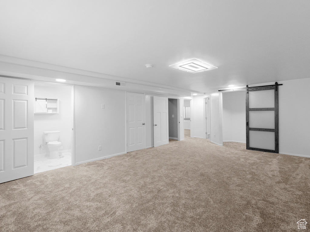 Finished basement featuring carpet floors