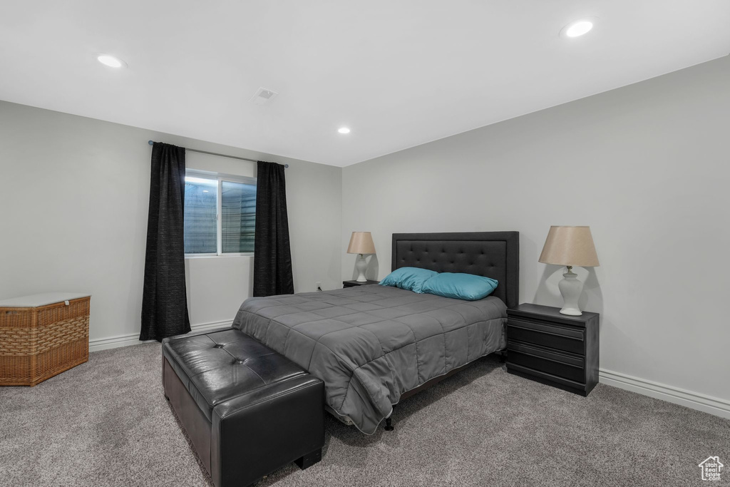 Bedroom featuring carpet and recessed lighting