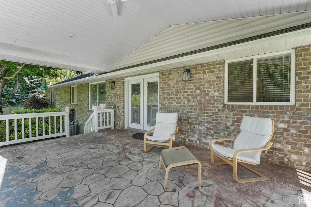 View of patio with french doors