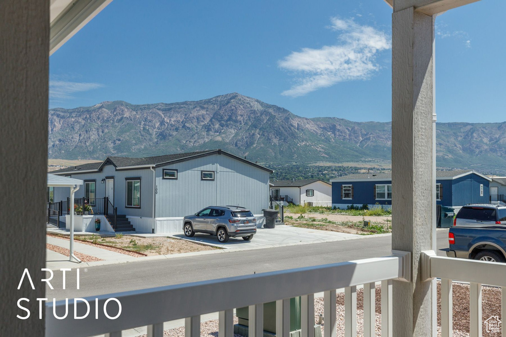 Mountain view featuring nearby suburban area