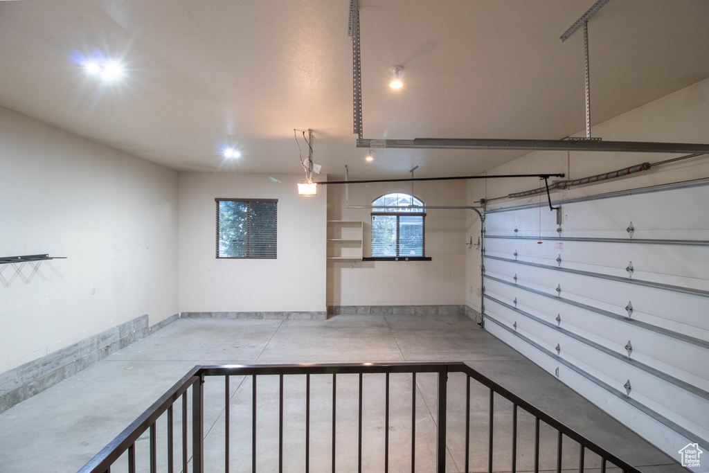 Garage with recessed lighting